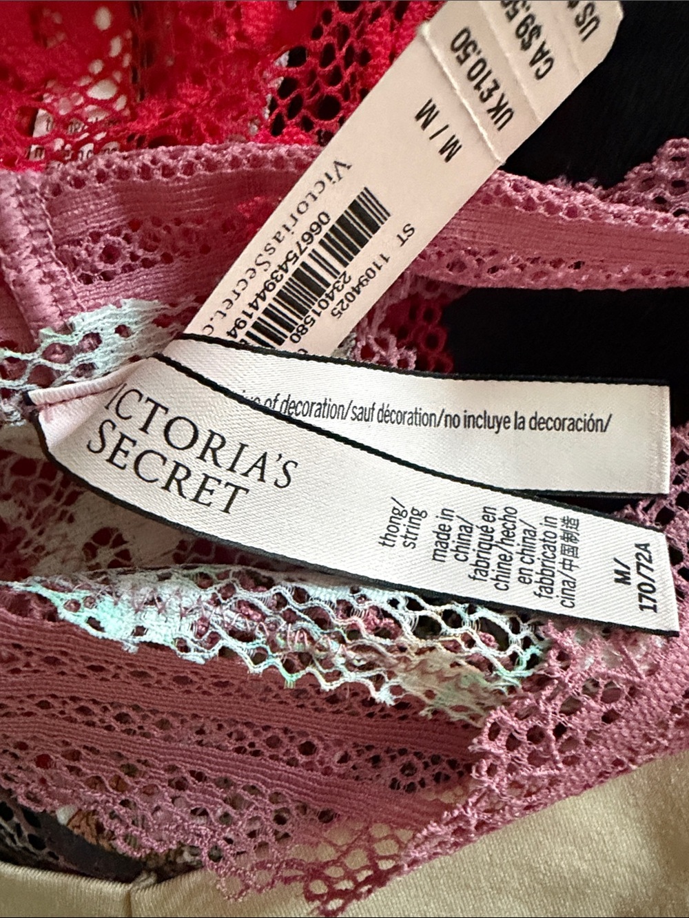 Victoria's Secret Pink Lace Thong 6 pairs - Picture 2 of 5